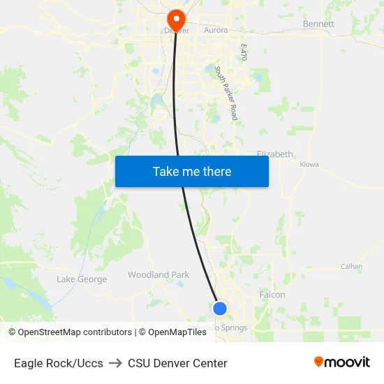 Eagle Rock/Uccs to CSU Denver Center map