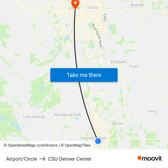 Airport/Circle to CSU Denver Center map
