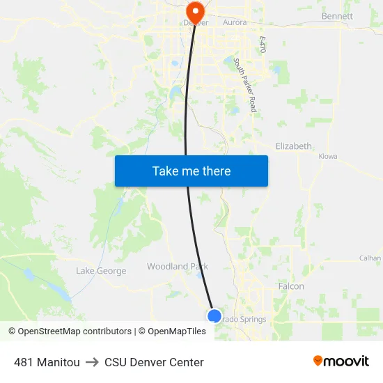 481 Manitou to CSU Denver Center map
