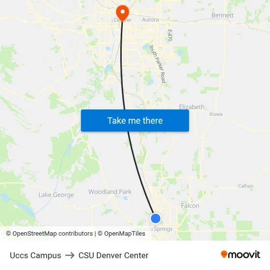 Uccs Campus to CSU Denver Center map