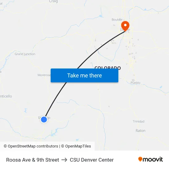 Roosa Ave & 9th Street to CSU Denver Center map