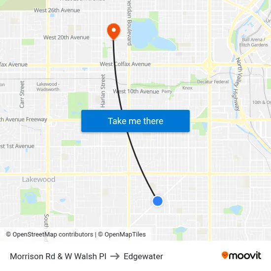 Morrison Rd & W Walsh Pl to Edgewater map