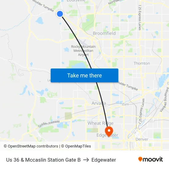 Us 36 & Mccaslin Station Gate B to Edgewater map