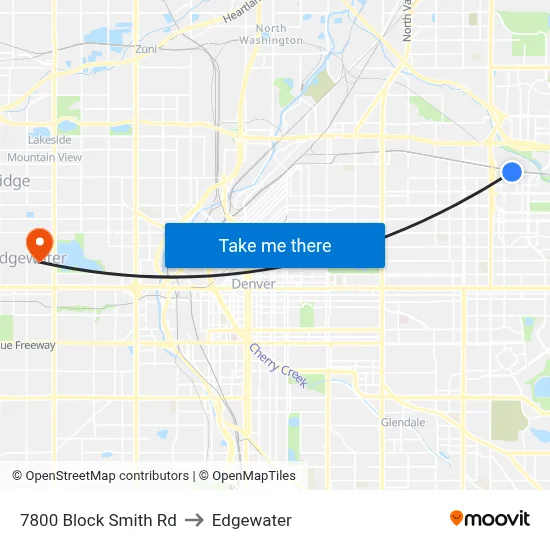 7800 Block Smith Rd to Edgewater map