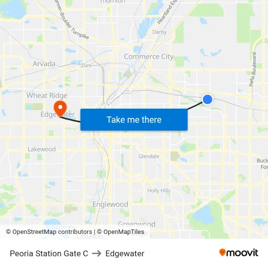 Peoria Station Gate C to Edgewater map
