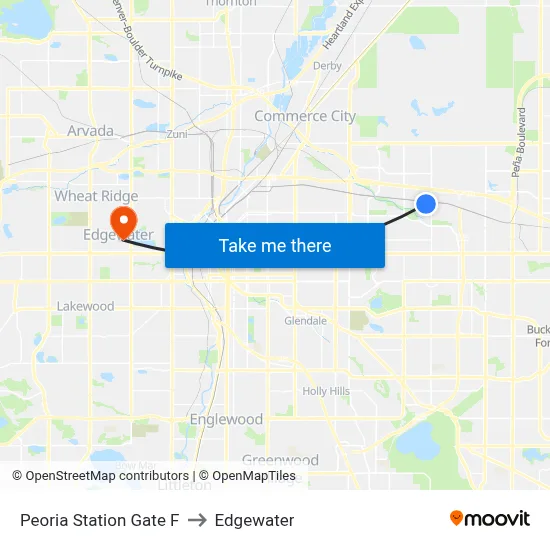 Peoria Station Gate F to Edgewater map