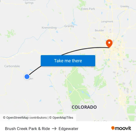 Brush Creek Park & Ride to Edgewater map
