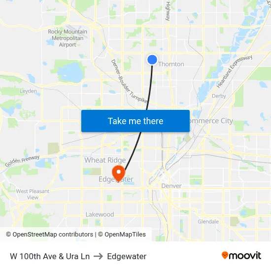 W 100th Ave & Ura Ln to Edgewater map