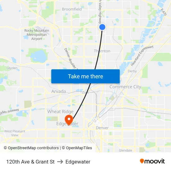 120th Ave & Grant St to Edgewater map