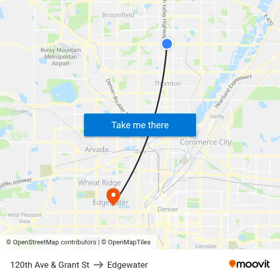 120th Ave & Grant St to Edgewater map