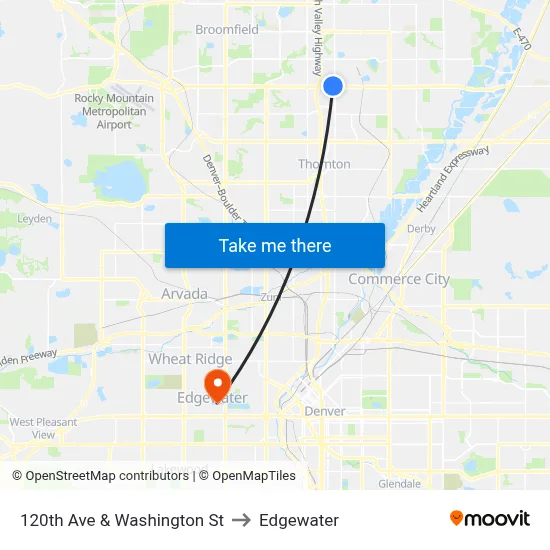 120th Ave & Washington St to Edgewater map