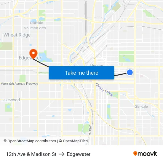 12th Ave & Madison St to Edgewater map