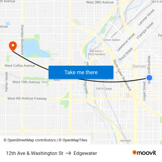 12th Ave & Washington St to Edgewater map