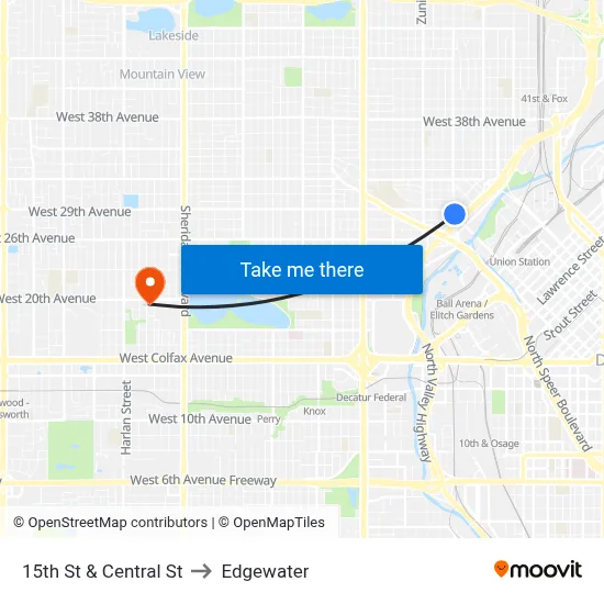 15th St & Central St to Edgewater map