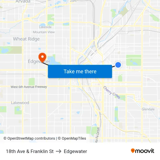 18th Ave & Franklin St to Edgewater map