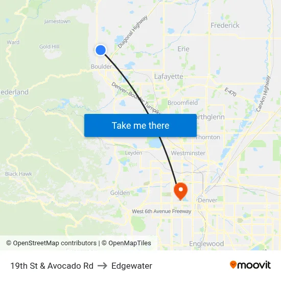 19th St & Avocado Rd to Edgewater map