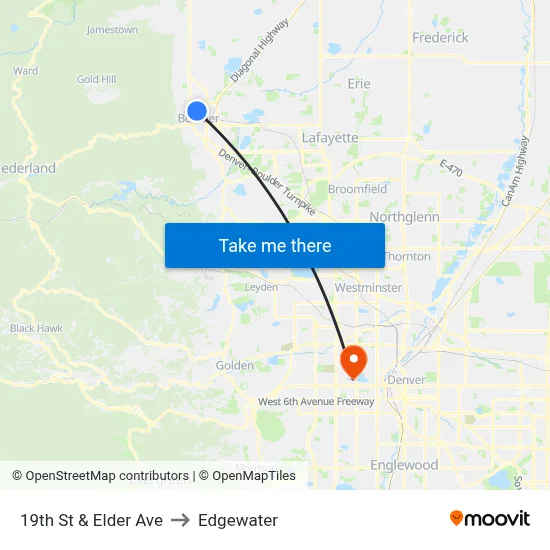 19th St & Elder Ave to Edgewater map