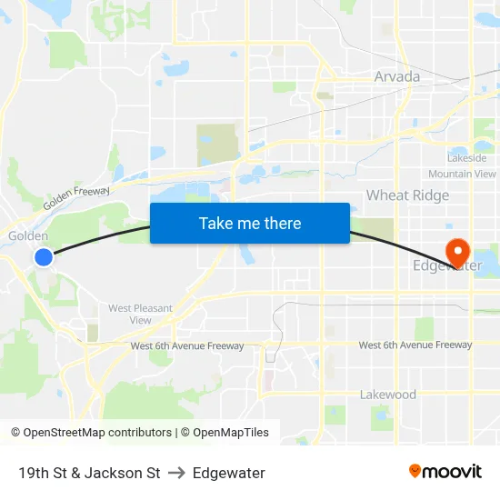 19th St & Jackson St to Edgewater map