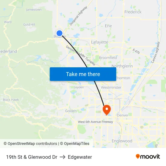 19th St & Glenwood Dr to Edgewater map
