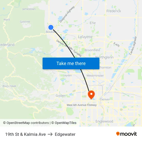 19th St & Kalmia Ave to Edgewater map