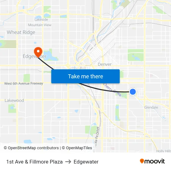1st Ave & Fillmore Plaza to Edgewater map