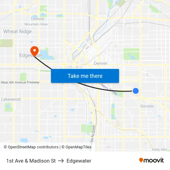 1st Ave & Madison St to Edgewater map