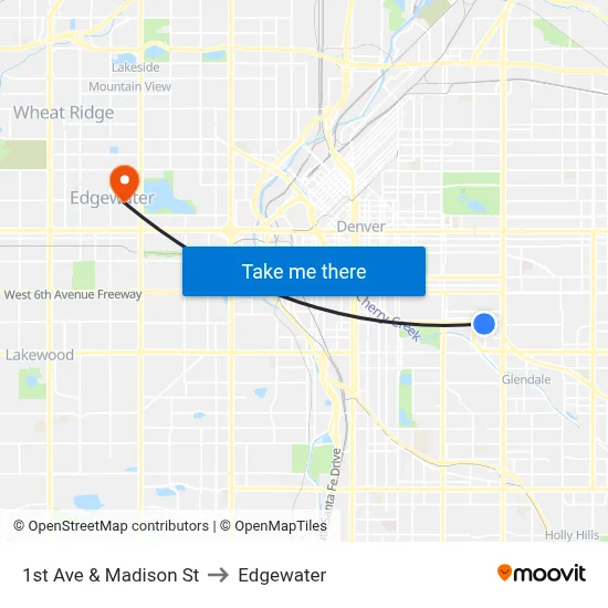 1st Ave & Madison St to Edgewater map