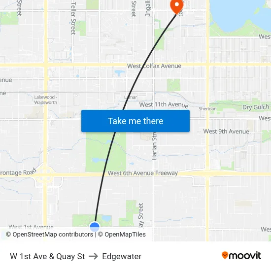 W 1st Ave & Quay St to Edgewater map