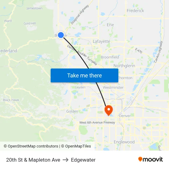 20th St & Mapleton Ave to Edgewater map