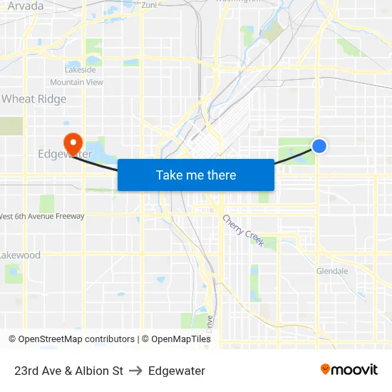 23rd Ave & Albion St to Edgewater map