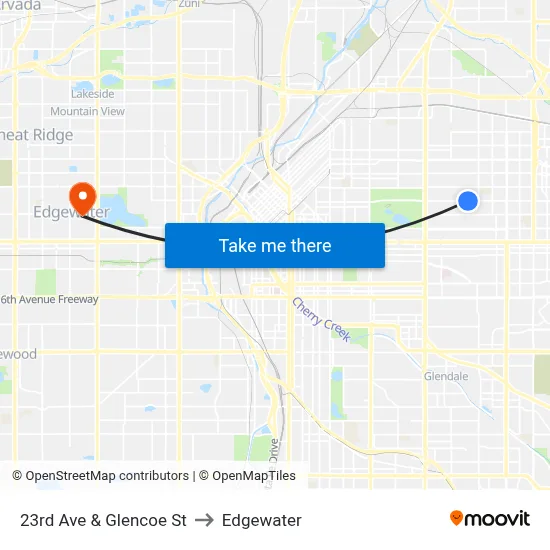 23rd Ave & Glencoe St to Edgewater map