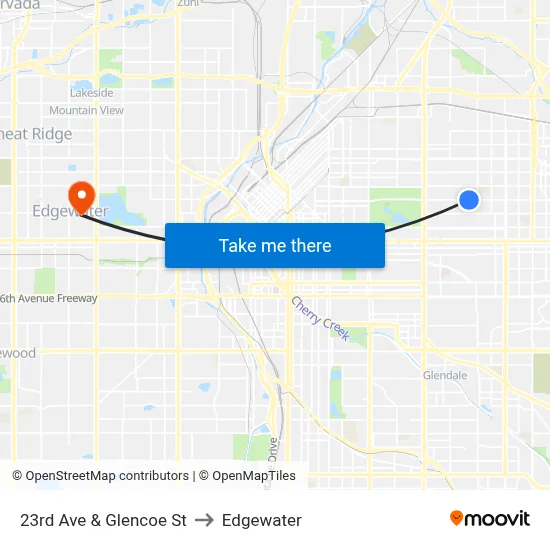 23rd Ave & Glencoe St to Edgewater map