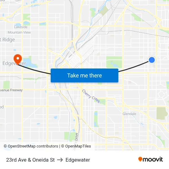 23rd Ave & Oneida St to Edgewater map