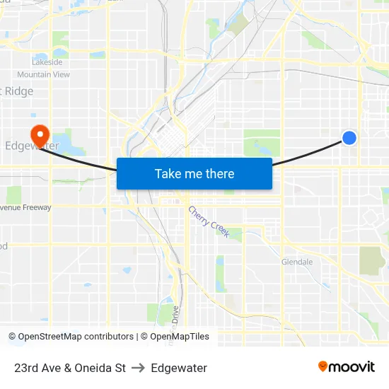 23rd Ave & Oneida St to Edgewater map