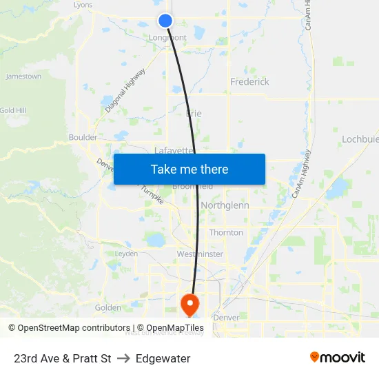 23rd Ave & Pratt St to Edgewater map