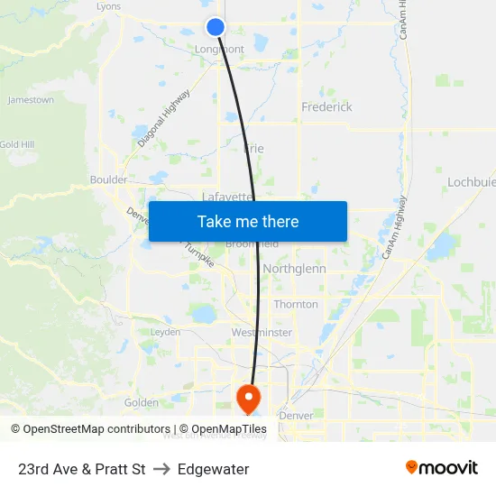 23rd Ave & Pratt St to Edgewater map