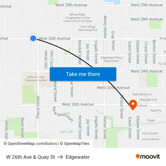 W 26th Ave & Quay St to Edgewater map