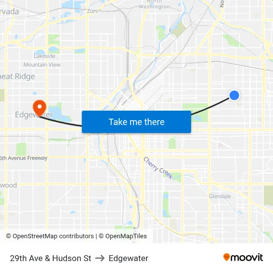 29th Ave & Hudson St to Edgewater map