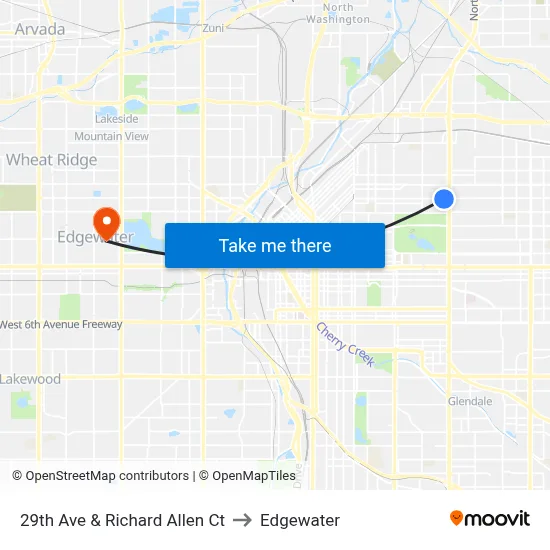 29th Ave & Richard Allen Ct to Edgewater map