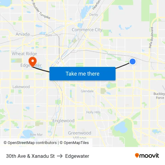 30th Ave & Xanadu St to Edgewater map