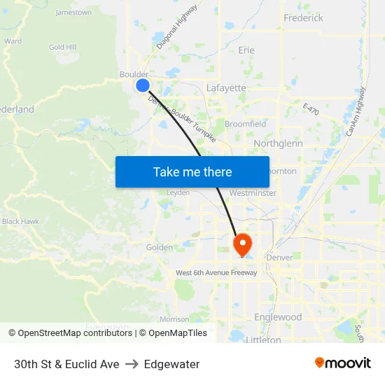 30th St & Euclid Ave to Edgewater map