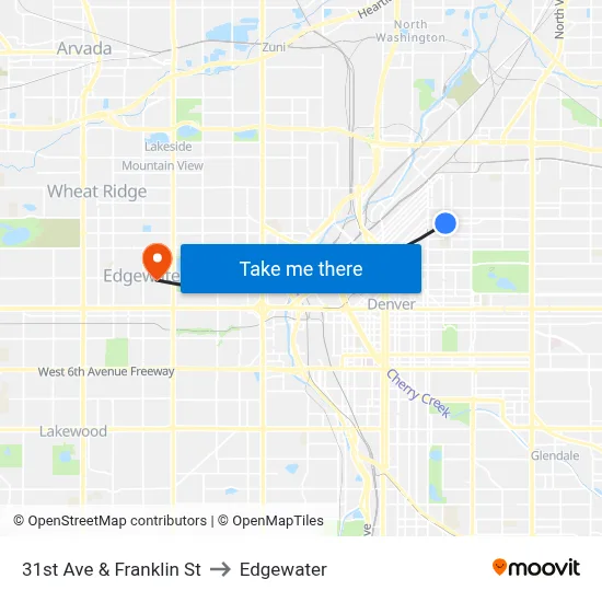 31st Ave & Franklin St to Edgewater map