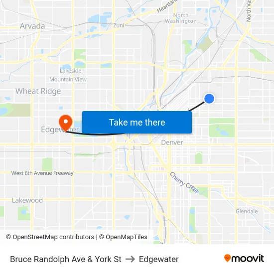 Bruce Randolph Ave & York St to Edgewater map