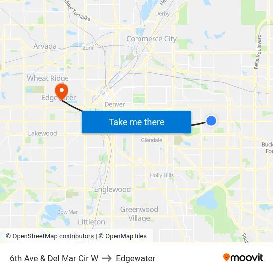 6th Ave & Del Mar Cir W to Edgewater map