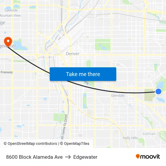 8600 Block Alameda Ave to Edgewater map