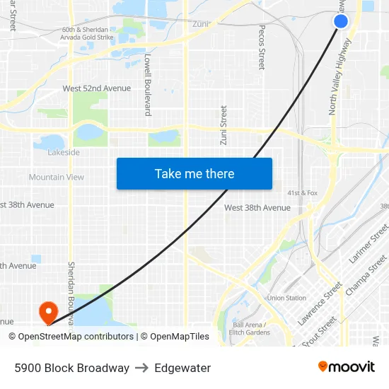 5900 Block Broadway to Edgewater map
