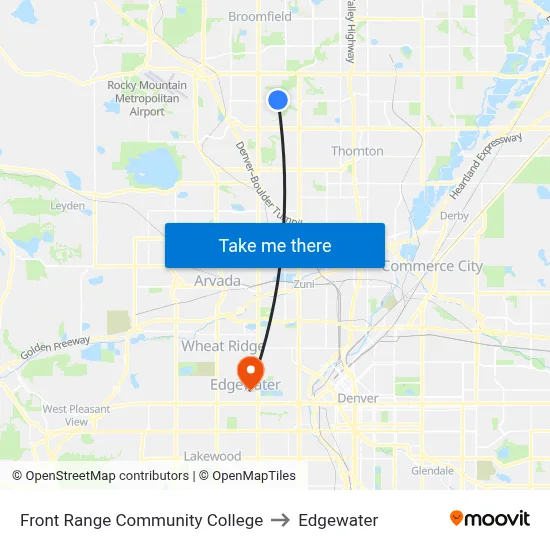 Front Range Community College to Edgewater map
