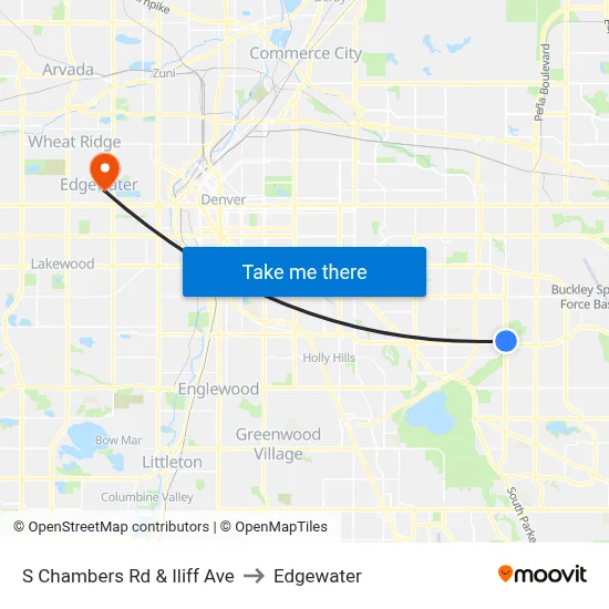 S Chambers Rd & Iliff Ave to Edgewater map