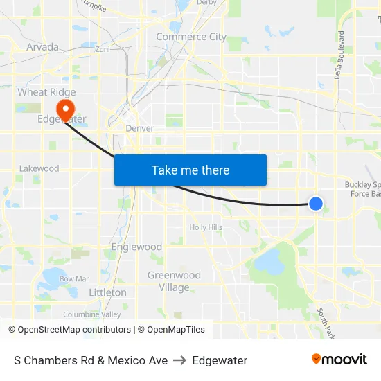 S Chambers Rd & Mexico Ave to Edgewater map