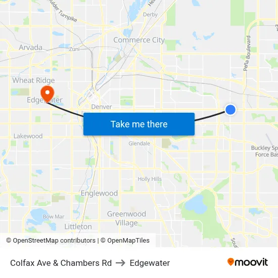 Colfax Ave & Chambers Rd to Edgewater map